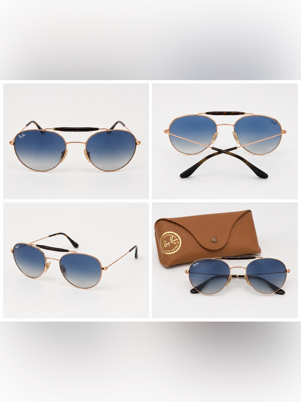 Ray-Ban RB3540 9035/3F Round Sunglasses Light Blue Gradient + Case